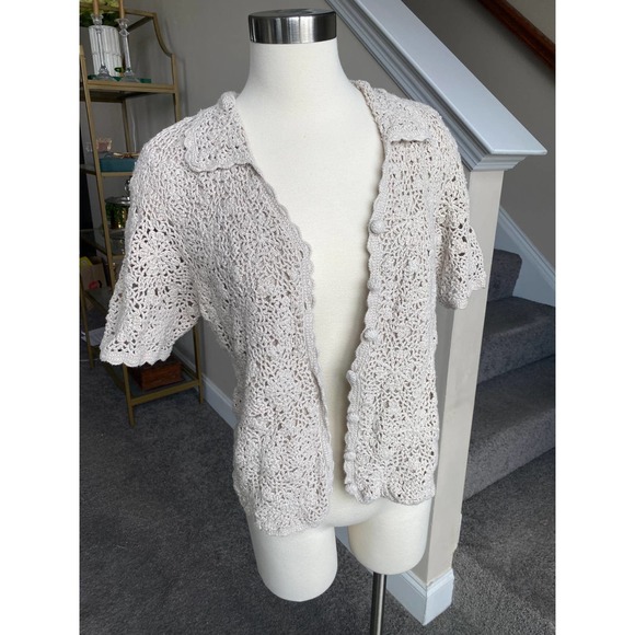 Vintage 90's Laura Scott crochet button down collared top, size small - Picture 9 of 12
